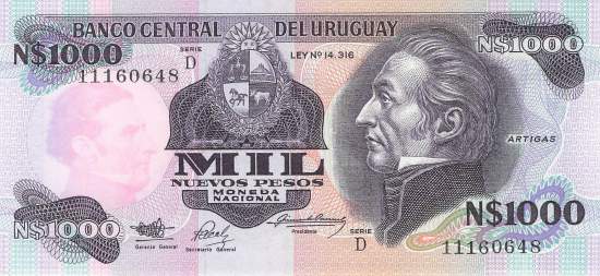 Uruguay 1000 Pesos p64Ab 1991